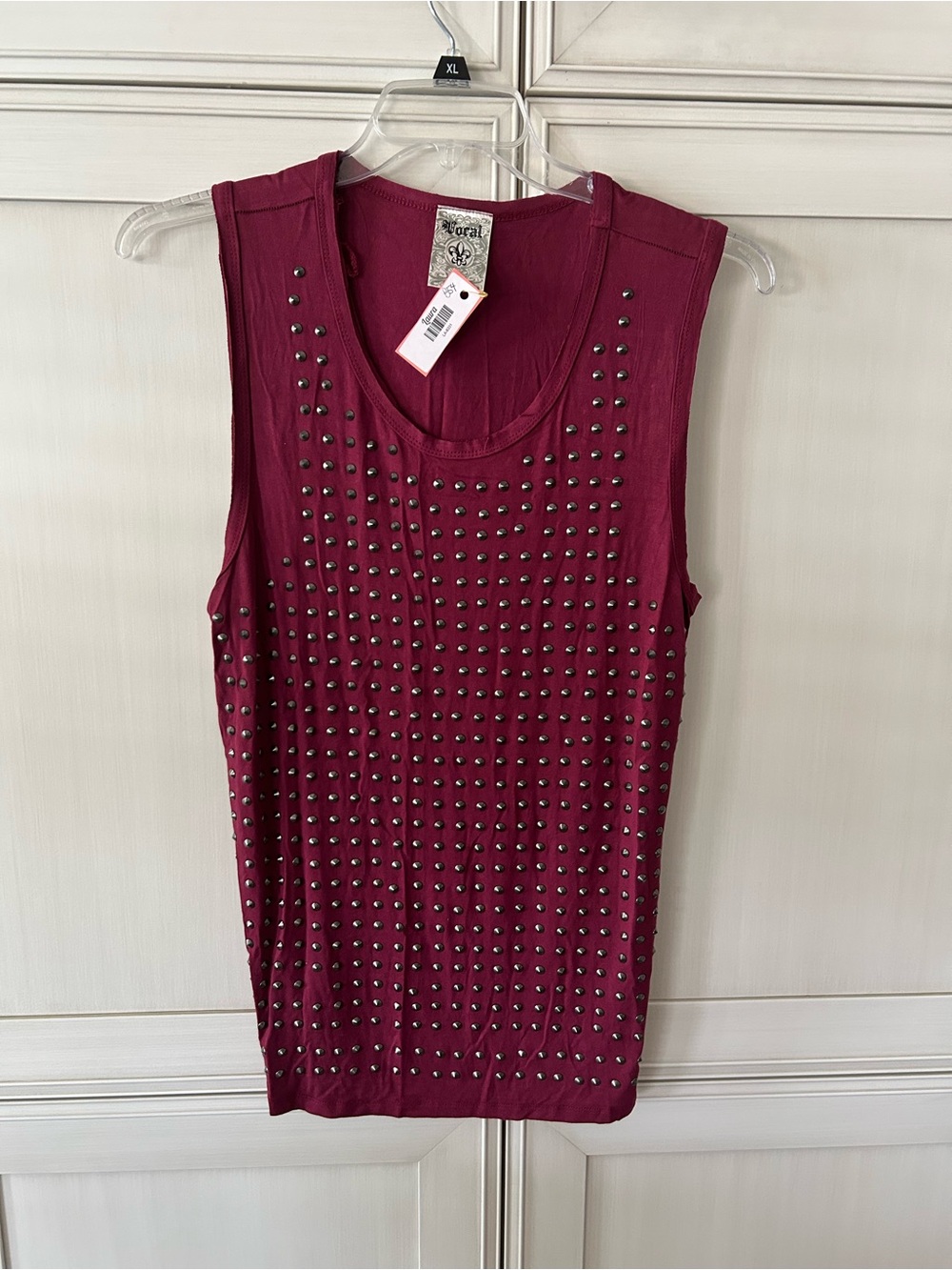 Vocal Studded Berry Sleeveless Tank Top